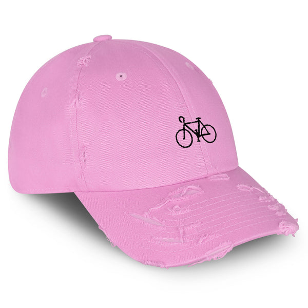 Bicycle Vintage Dad Hat Frayed Embroidered Cap Road Bike