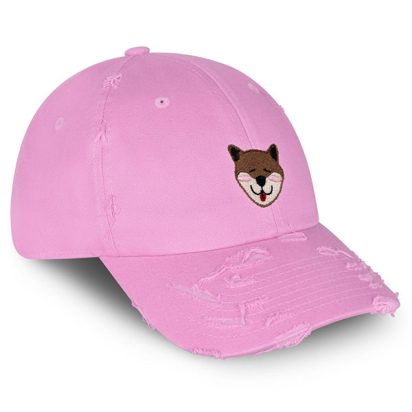 Shiba Vintage Dad Hat Frayed Embroidered Cap Dog Puppy