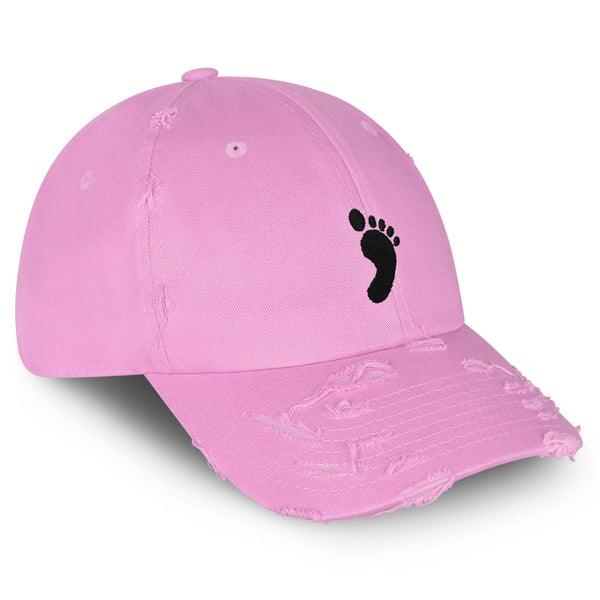 Footprint Vintage Dad Hat Frayed Embroidered Cap Feet