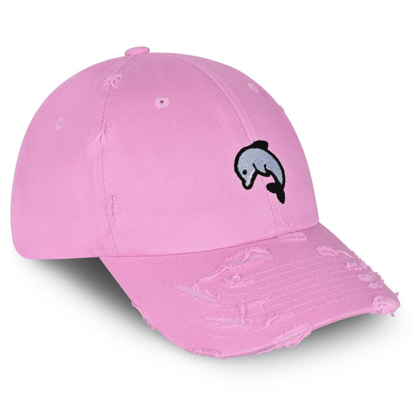 Dolphin Vintage Dad Hat Frayed Embroidered Cap Ocean Cute