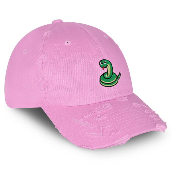 Snake Vintage Dad Hat Frayed Embroidered Cap Scary