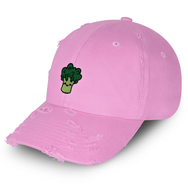 Broccoli Vintage Dad Hat Frayed Embroidered Cap Vegan Vegetable