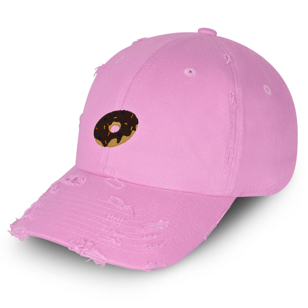 Donut Vintage Dad Hat Frayed Embroidered Cap Doughnut Simpson