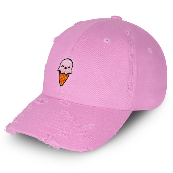 Ice Cream Vintage Dad Hat Frayed Embroidered Cap Summer Kids