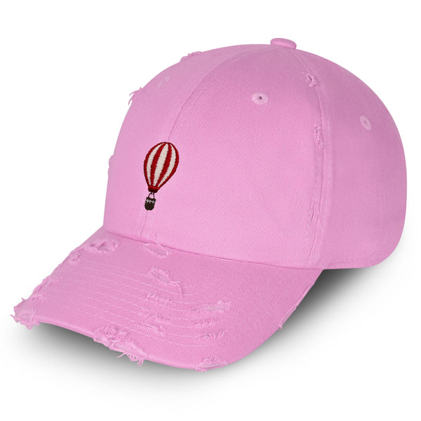 Hot Air Ballon Vintage Dad Hat Frayed Embroidered Cap Travel Fly, Sky