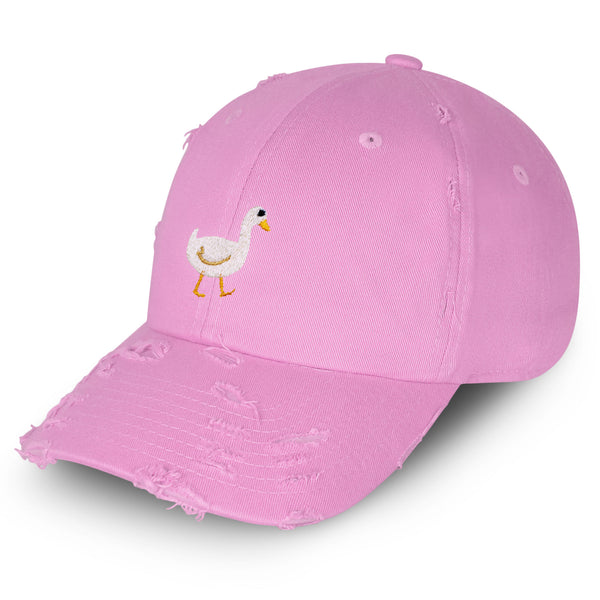 Duck Vintage Dad Hat Frayed Embroidered Cap Bird Lake