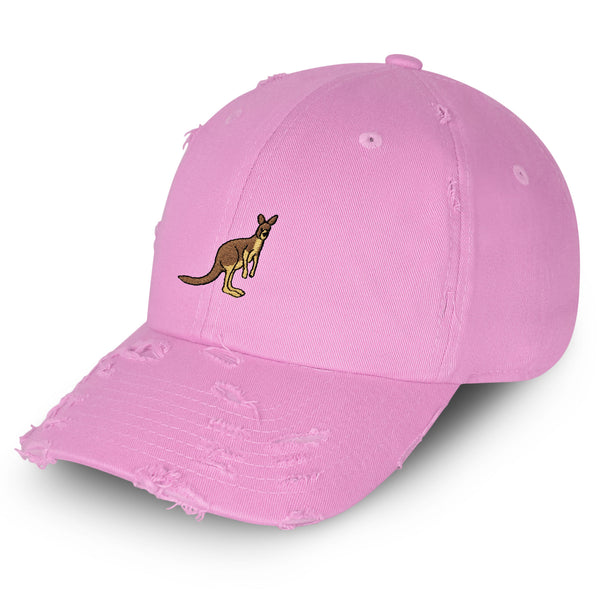 Kangaroo Vintage Dad Hat Frayed Embroidered Cap Australia Animal