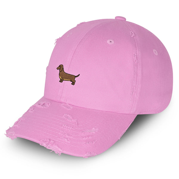 Dachshund Vintage Dad Hat Frayed Embroidered Cap Puppy Dog