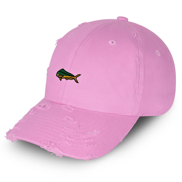 Mahi-Mahi Fish Vintage Dad Hat Frayed Embroidered Cap Fishing Ocean