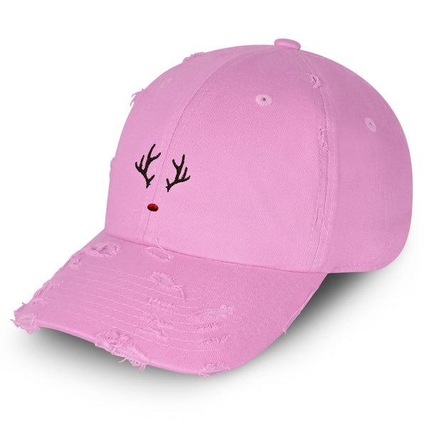 Rudolph Vintage Dad Hat Frayed Embroidered Cap Christmas Deer