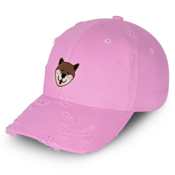 Shiba Vintage Dad Hat Frayed Embroidered Cap Dog Puppy