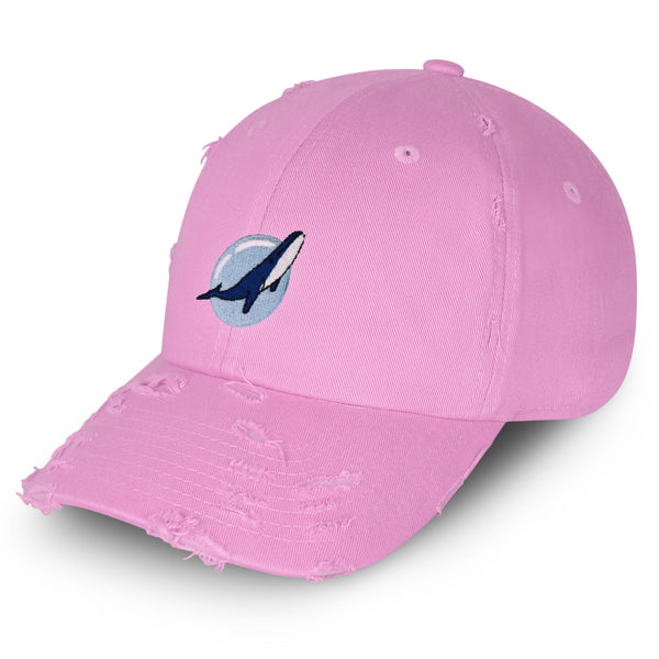 Whale Vintage Dad Hat Frayed Embroidered Cap Fishing Nature