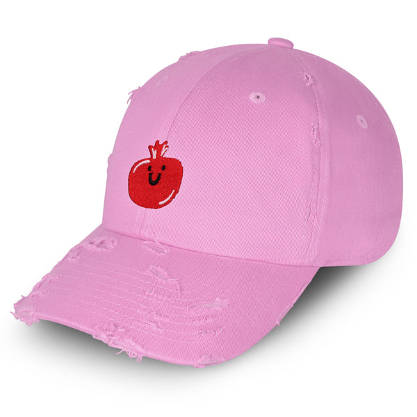 Pomegranate Vintage Dad Hat Frayed Embroidered Cap Fruit, Grenade