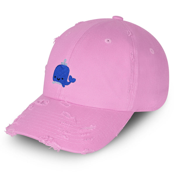 Party Whale Vintage Dad Hat Frayed Embroidered Cap Cute