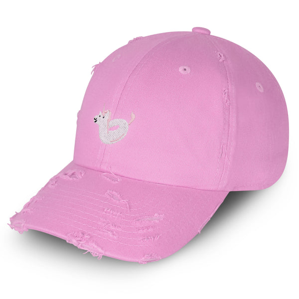 Unicorn Floaty Vintage Dad Hat Frayed Embroidered Cap Swim