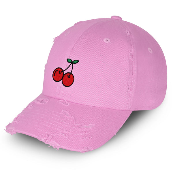 Cherries Vintage Dad Hat Frayed Embroidered Cap Fruit