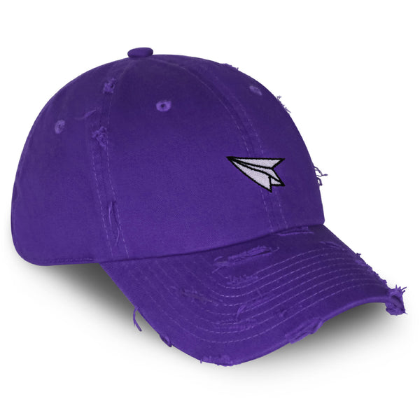 Paper Airplane Vintage Dad Hat Frayed Embroidered Cap Plane Sky