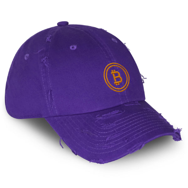 Bitcoin Vintage Dad Hat Frayed Embroidered Cap Cryptocurrency