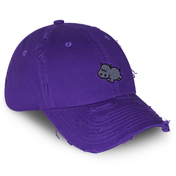 Cute Hippo Vintage Dad Hat Frayed Embroidered Cap Hippopotamus Zoo