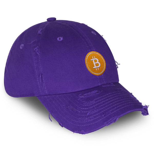 Bitcoin Vintage Dad Hat Frayed Embroidered Cap Cryptocurrency Investing