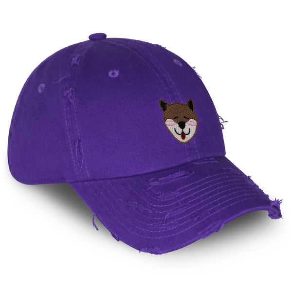 Shiba Vintage Dad Hat Frayed Embroidered Cap Dog Puppy