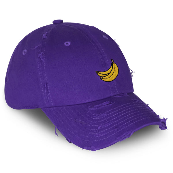 Banana Fruit Vintage Dad Hat Frayed Embroidered Cap Monkey