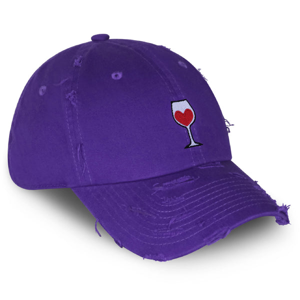 Wine Vintage Dad Hat Frayed Embroidered Cap Romantic