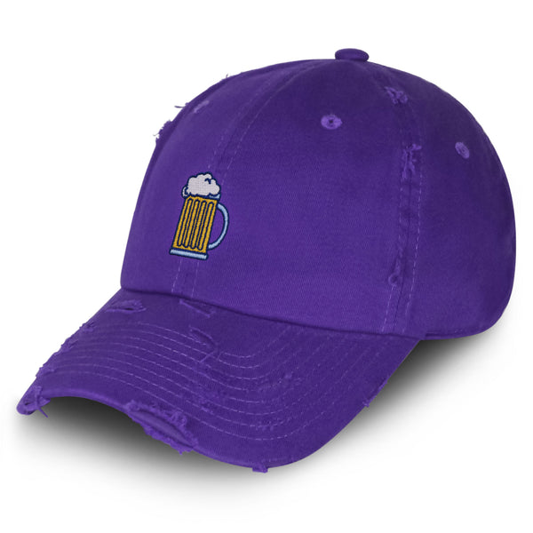 Beer Mug Vintage Dad Hat Frayed Embroidered Cap Pub Mug