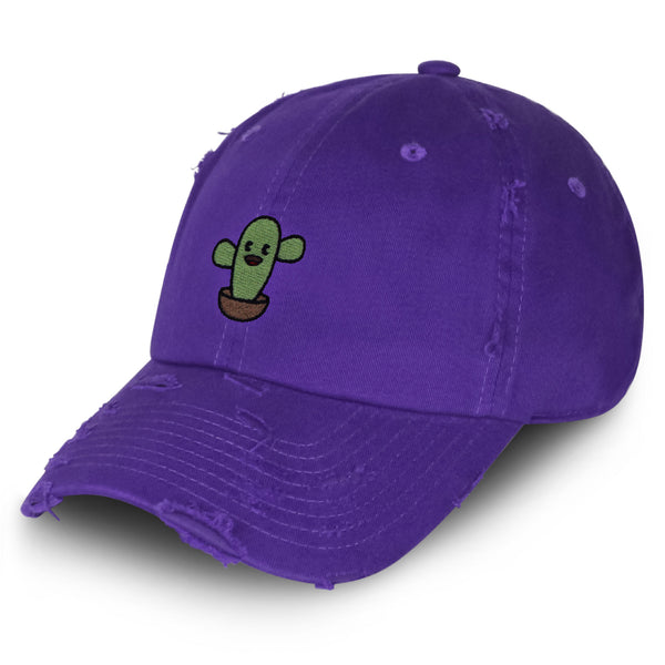 Cute Cactus Vintage Dad Hat Frayed Embroidered Cap Desert