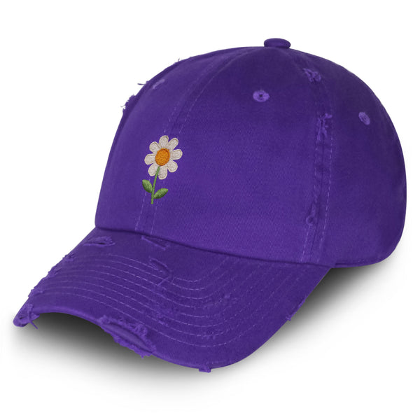 Chamomile Flower Vintage Dad Hat Frayed Embroidered Cap Floral