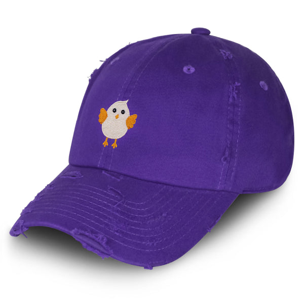 Cute Chick Vintage Dad Hat Frayed Embroidered Cap Chicken