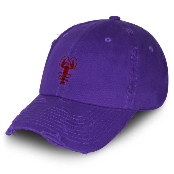 Lobster Vintage Dad Hat Frayed Embroidered Cap Shellfish Foodie