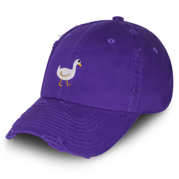 Duck Vintage Dad Hat Frayed Embroidered Cap Bird Lake