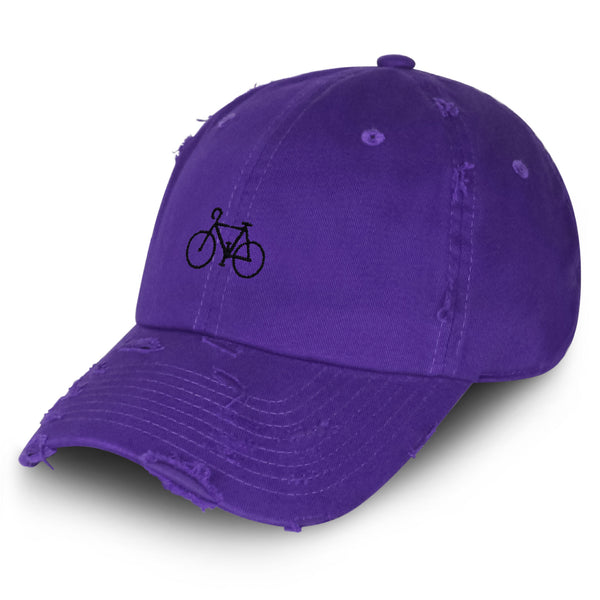 Bicycle Vintage Dad Hat Frayed Embroidered Cap Road Bike