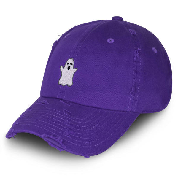 Ghost Vintage Dad Hat Frayed Embroidered Cap Halloween Cute