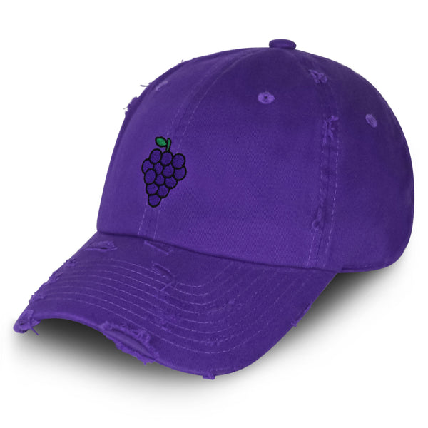 Grapes Vintage Dad Hat Frayed Embroidered Cap Fruit