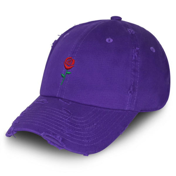 Rose Vintage Dad Hat Frayed Embroidered Cap Flower