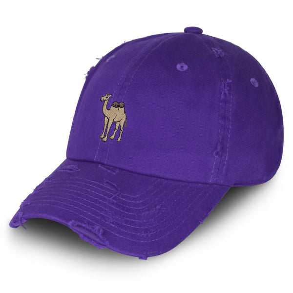 Camel Vintage Dad Hat Frayed Embroidered Cap Animal