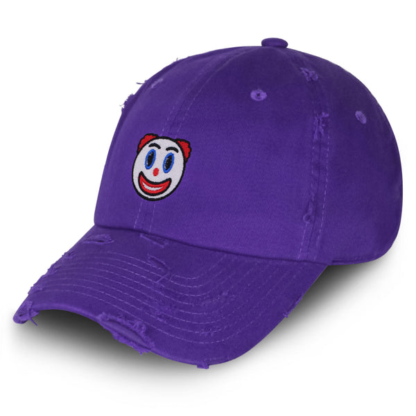 Clown Emoji Vintage Dad Hat Frayed Embroidered Cap Circus