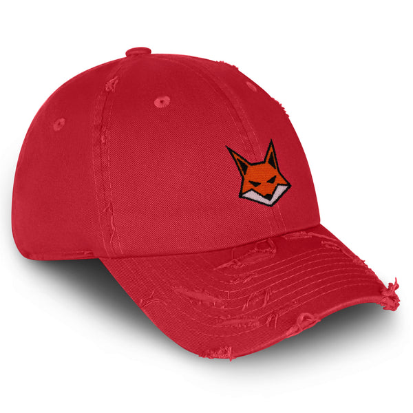 Fox Face Vintage Dad Hat Frayed Embroidered Cap Wild Animal