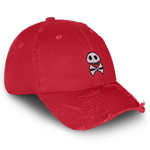 Skull Vintage Dad Hat Frayed Embroidered Cap Cute Skull