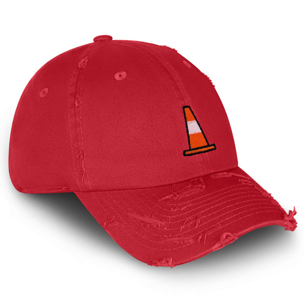 Safety Cone Vintage Dad Hat Frayed Embroidered Cap Construction