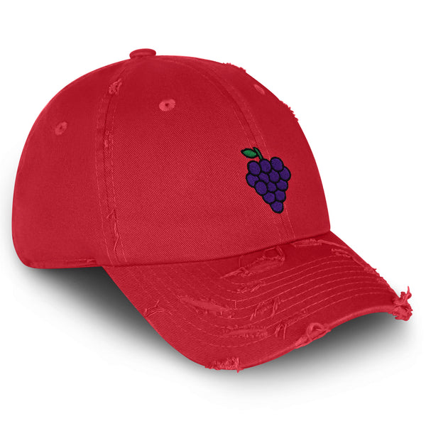 Grapes Vintage Dad Hat Frayed Embroidered Cap Fruit