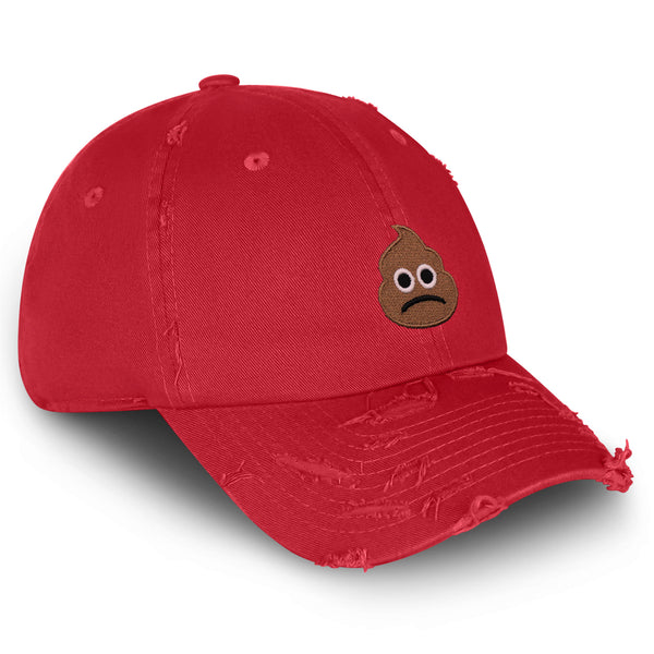 Angry Poop Vintage Dad Hat Frayed Embroidered Cap Funny