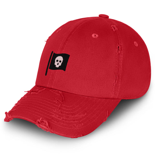 Skull Flag Vintage Dad Hat Frayed Embroidered Cap Pirate