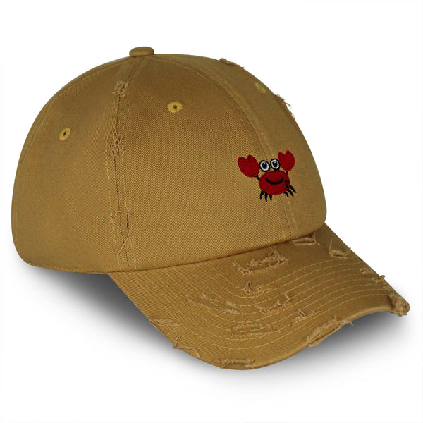 Funny Crab Vintage Dad Hat Frayed Embroidered Cap Ocean Sea, Fishing