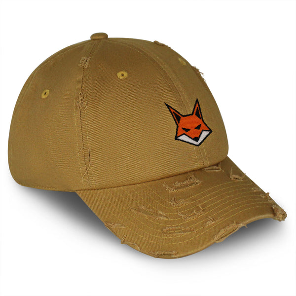 Fox Face Vintage Dad Hat Frayed Embroidered Cap Wild Animal