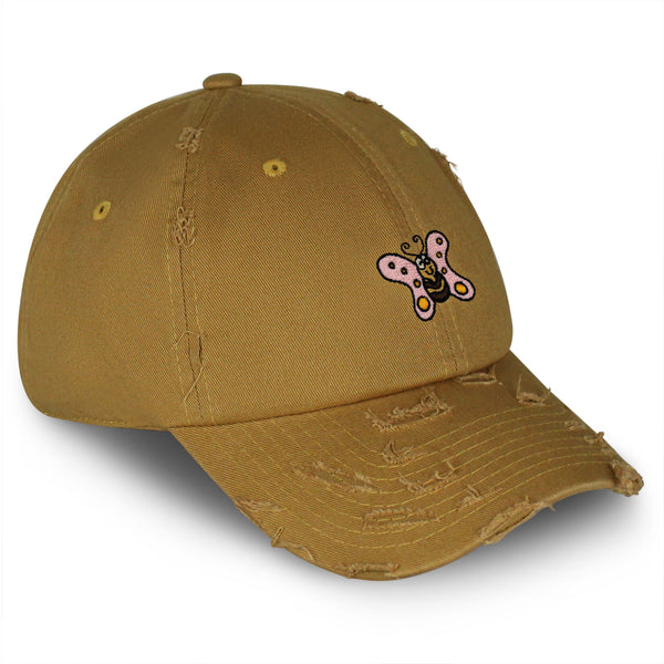 Jackson the Butterfly Vintage Dad Hat Frayed Embroidered Cap Insect Character