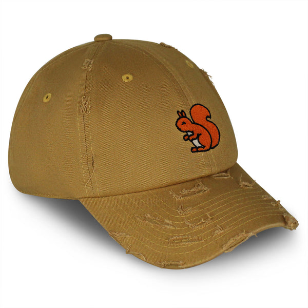 Squirrel Vintage Dad Hat Frayed Embroidered Cap Hamster Chipmunks