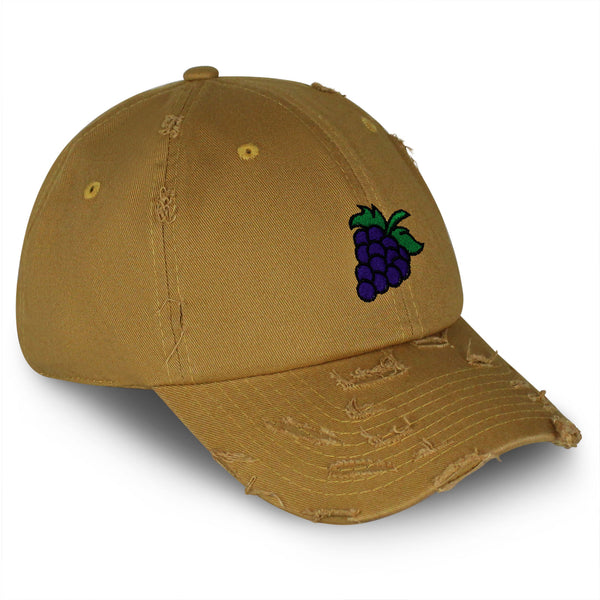 Grape Vintage Dad Hat Frayed Embroidered Cap Farm Farmers, Vegan